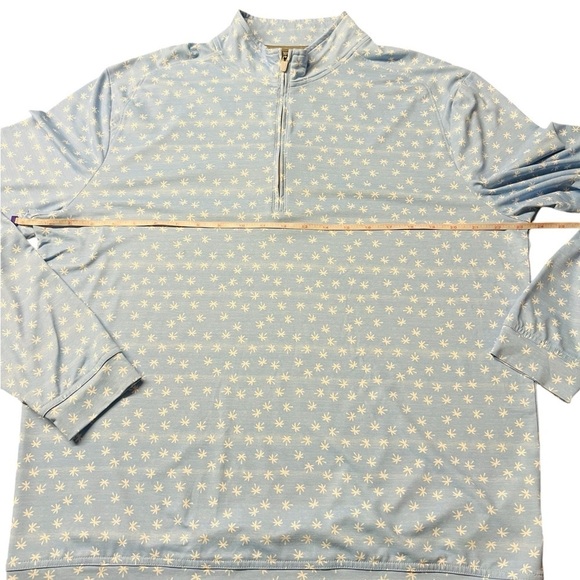 JOHNNIE-O MEN’S LIGHT BLUE PALM PRINT 1/4 ZIP PULLOVER SURF SWIM TOP SIZE MEDIUM - Picture 8 of 9